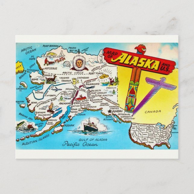 Karte Alaska & USA Postkarte (Vorderseite)