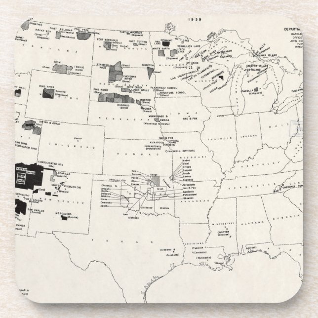 KARTE: AMERIKANISCHE UREINWOHNER 2 UNTERSETZER (Vorderseite)