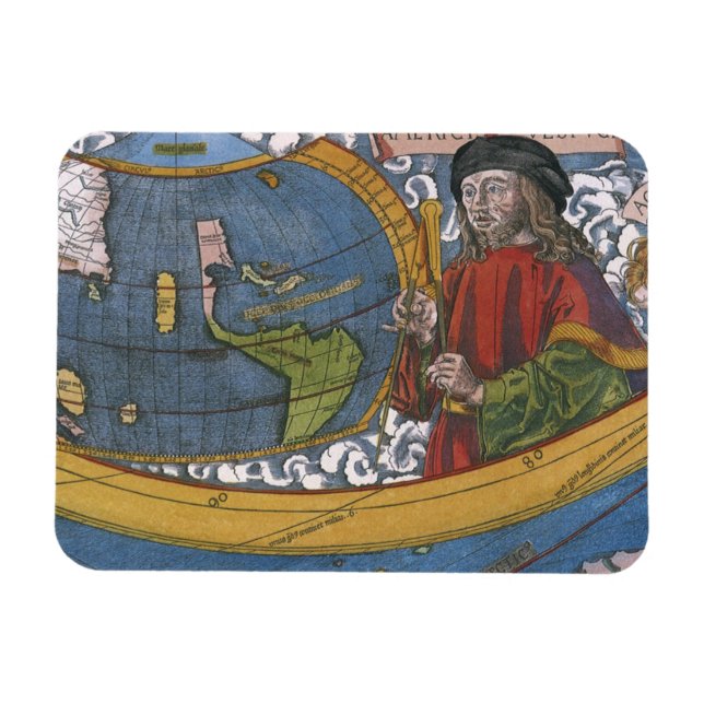 Karte Amerikas mit Explorer Amerigo Vespucci Magnet (Horizontal)