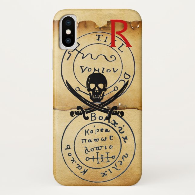 KARTE "ANTIQUE PIRATES", KARTE "SKULL" UND SCHWERT Case-Mate iPhone HÜLLE (Rückseite)