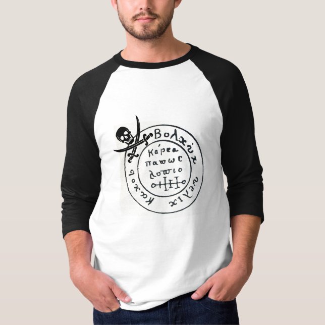 KARTE "ANTIQUE PIRATES", KARTE "SKULL" UND SCHWERT T-Shirt (Vorderseite)