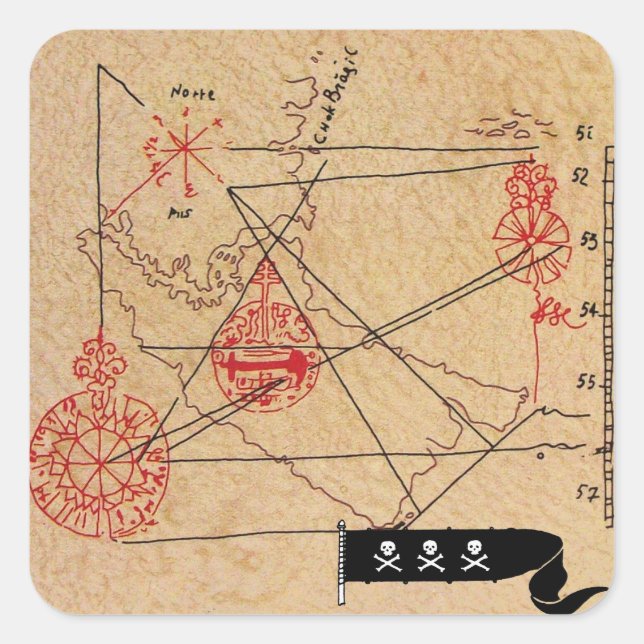 KARTE "ANTIQUE TALISMAN/PIRATES" QUADRATISCHER AUFKLEBER (Vorderseite)