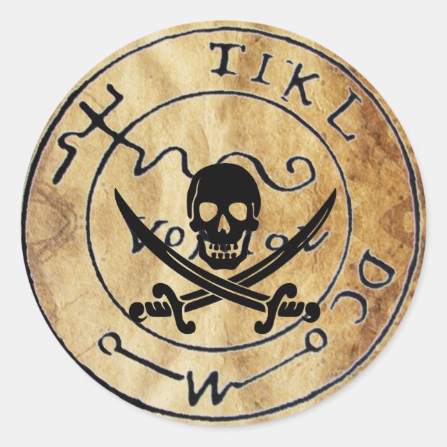 KARTE "ANTIQUE TALISMAN/PIRATES" RUNDER AUFKLEBER (Vorderseite)