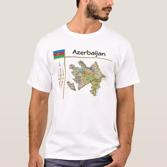 Karte Aserbaidschan + Flagge + T - Shirt (Vorderseite)