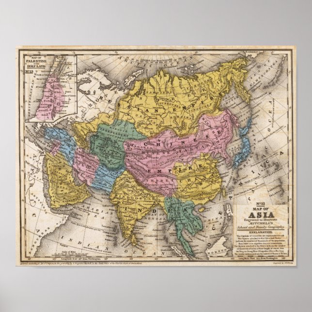 Karte Asiens Poster (Vorne)