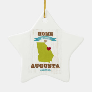 Karte Augustas, Georgia - Zuhause ist, wo das Herz Keramikornament