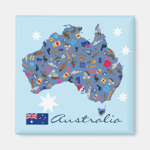 Karte Australiens mit Kulturgütern Magnet