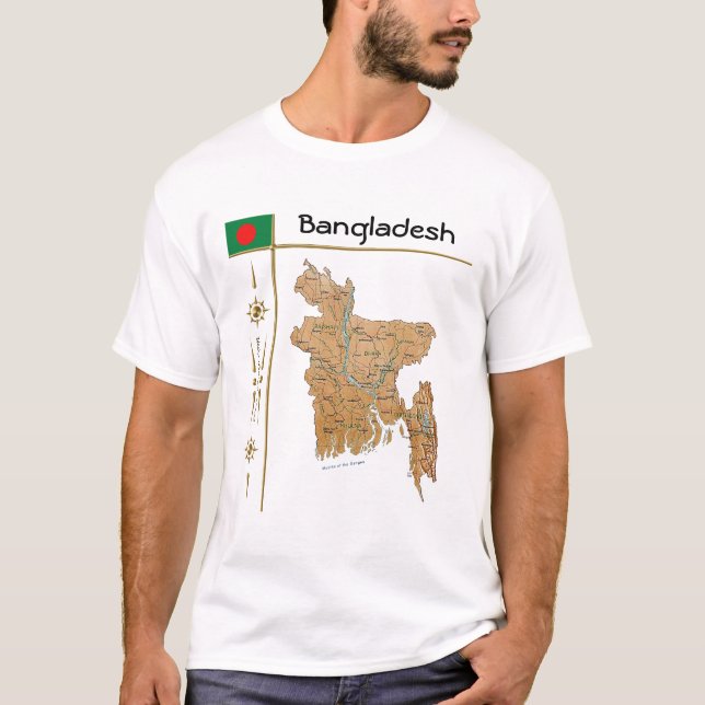 Karte Bangladesch + Flagge + T - Shirt (Vorderseite)