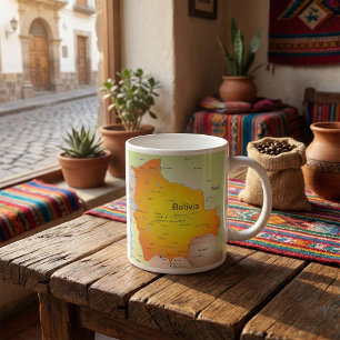 Karte Boliviens mit Städten und Grenzen Kaffeetasse