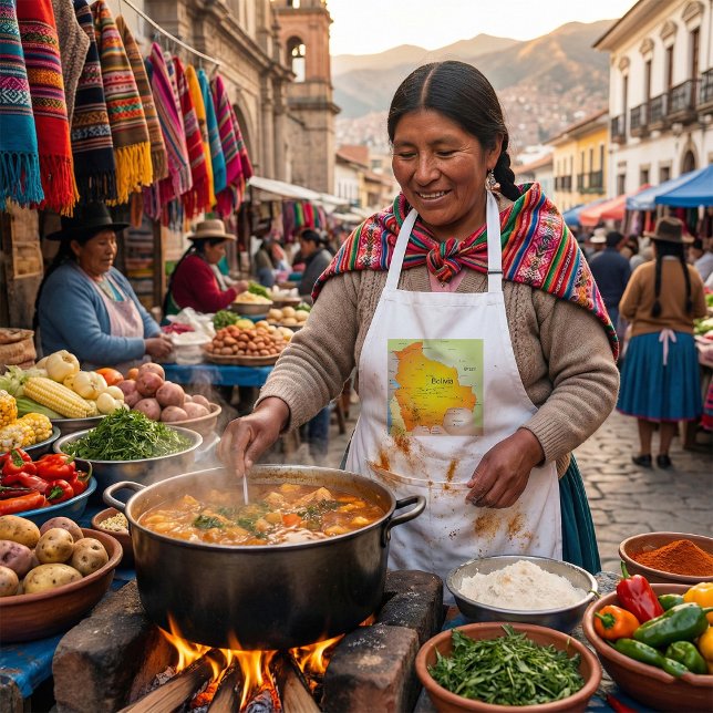 Karte Boliviens mit Städten und Grenzen Schürze (Von Creator hochgeladen)