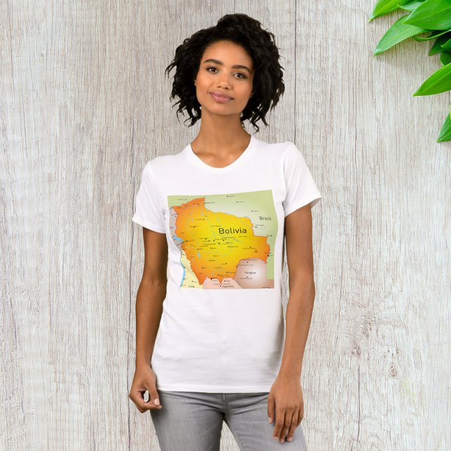 Karte Boliviens mit Städten und Grenzen T-Shirt (Von Creator hochgeladen)