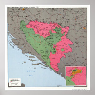 Karte Bosnien und Herzegowina - 1995 Poster