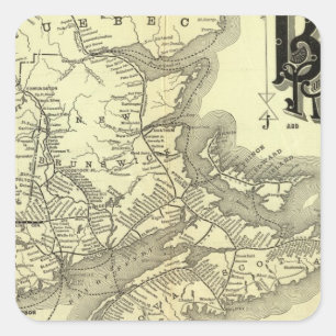 Karte Boston und Maine Eisenbahn 2 Quadratischer Aufkleber