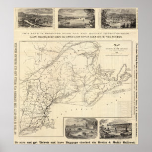 Karte Boston und Maine-Eisenbahn Poster