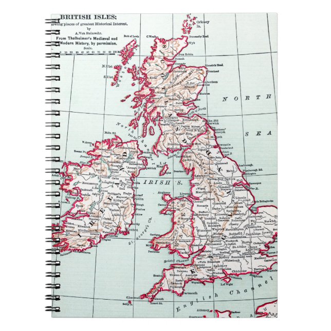 KARTE: BRITISCHE ISLES, c1890 Notizblock (Vorderseite)