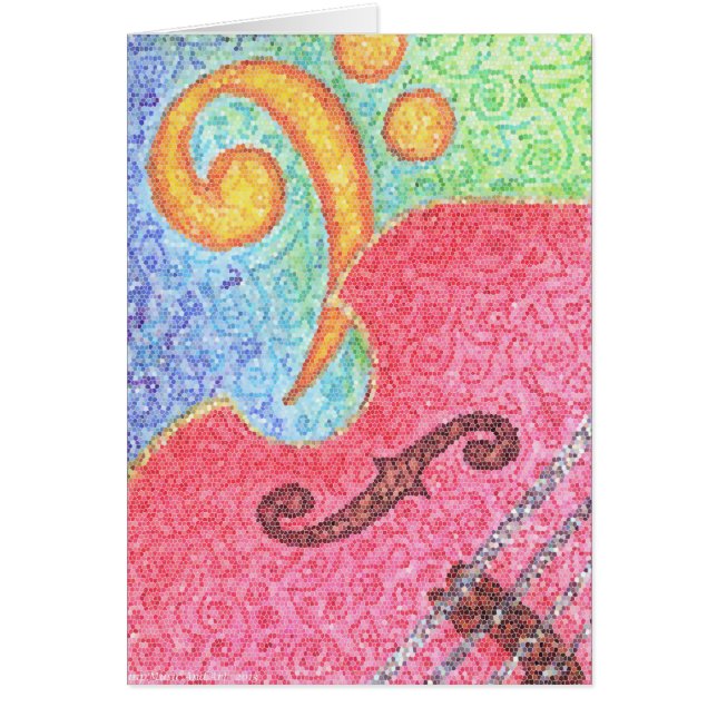 Karte - bunter Kontrabass und Clef (Vorne)
