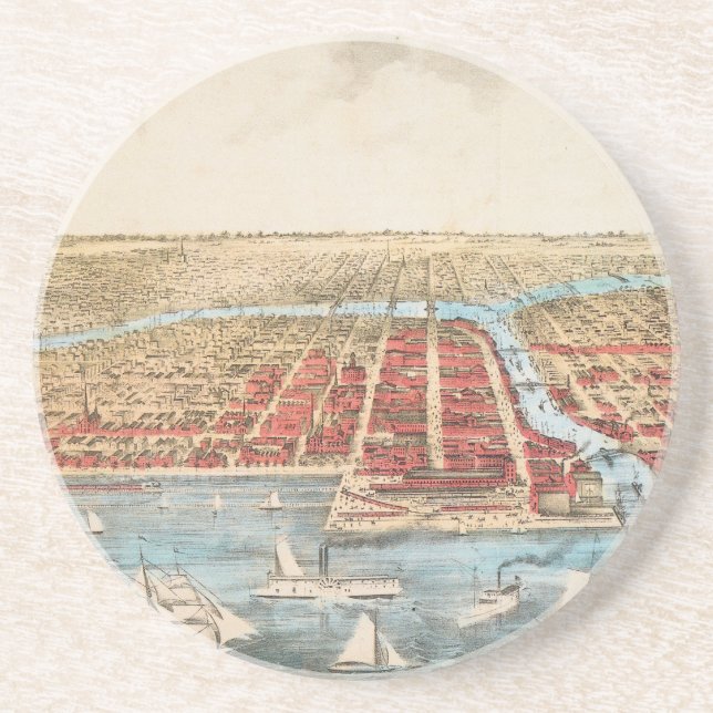 KARTE: CHICAGO, c1857 Getränkeuntersetzer (Vorne)
