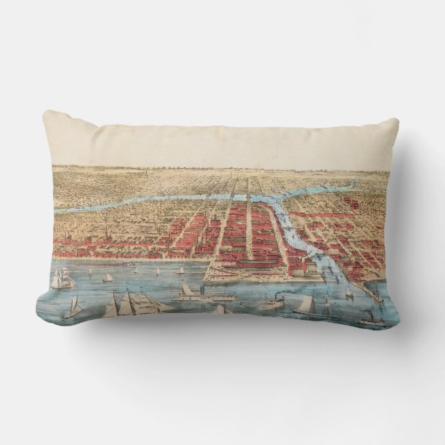 KARTE: CHICAGO, c1857 Lendenkissen (Vorderseite)