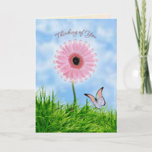 Karte 'Denken an Dich' mit daisy-gerbera-Blume