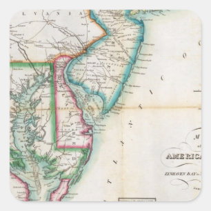 Karte der amerikanischen Küste Quadratischer Aufkleber