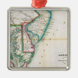 Karte der amerikanischen Küste Silbernes Ornament