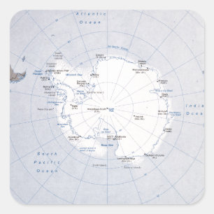 Karte der Antarktis (1982) Quadratischer Aufkleber