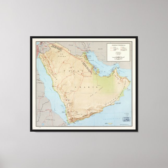 Karte der Arabischen Halbinsel (1969) Leinwanddruck (Vorderseite)