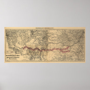 Karte der Atlantik- und Pazifikbahn, 1883 Poster