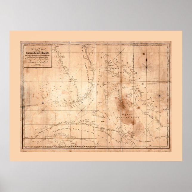Karte der Bahamabanken und Inseln (1817) Poster (Vorne)