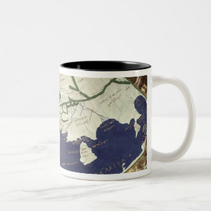 Karte der bekannten Welt, von 'Geographia Zweifarbige Tasse
