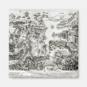 Karte der Belagerung von Malta im Jahre 1565 Magnet