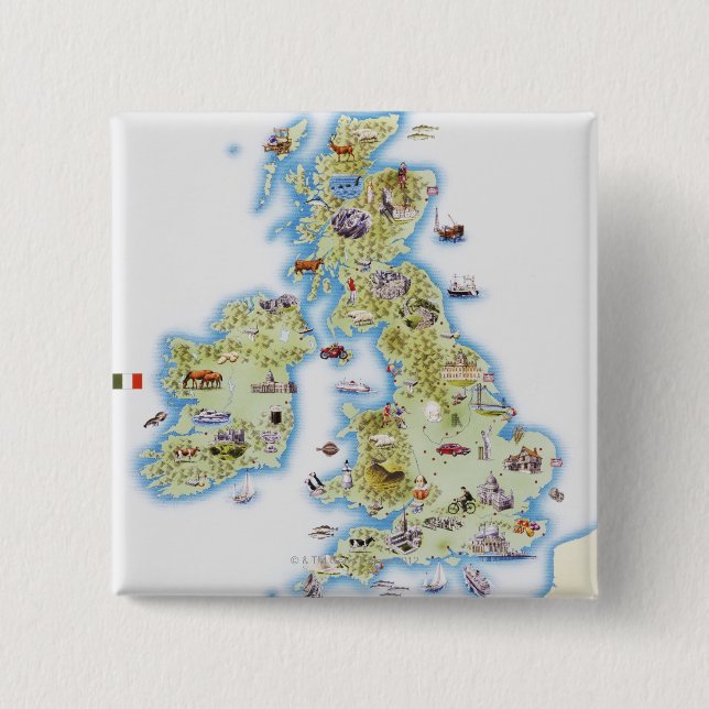 Karte der Britischen Inseln Button (Vorderseite)