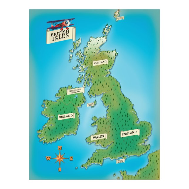 Karte der Britischen Inseln Fotodruck (Vorne)