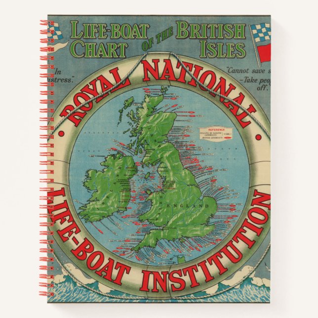 Karte der Britischen Inseln - Life-Boat Chart Notizbuch (Vorderseite)