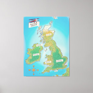 Karte der Britischen Inseln (Vintage Fassung) Leinwanddruck
