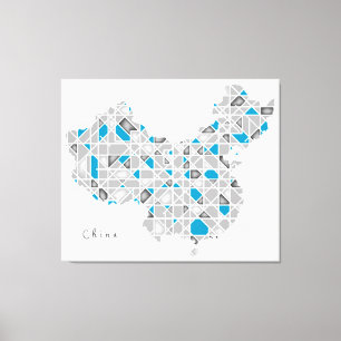 Karte der China   Kristall-Diamant-Artwork Leinwanddruck