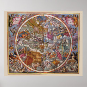 Karte der Christlichen Sternbilder, Südliche Himme Poster