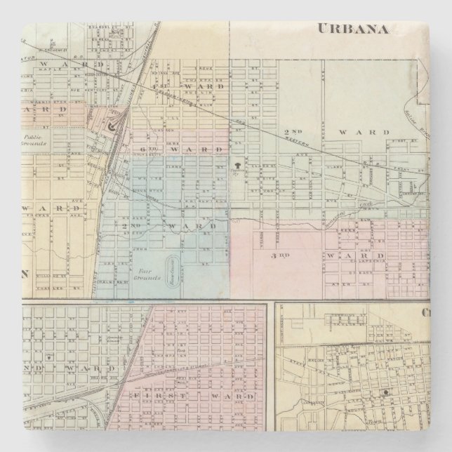 Karte der Ebene, des Urbanas, des Mattoon und des Steinuntersetzer (Vorderseite)