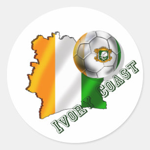 Karte der Elfenbeinküste-Fußballliebhabergeschen Runder Aufkleber