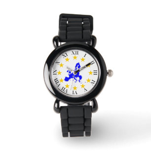 Karte der Europäischen Union mit Sternenkreis Armbanduhr