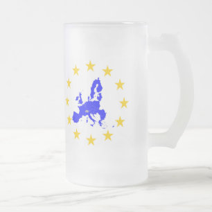 Karte der Europäischen Union mit Sternenkreis Mattglas Bierglas
