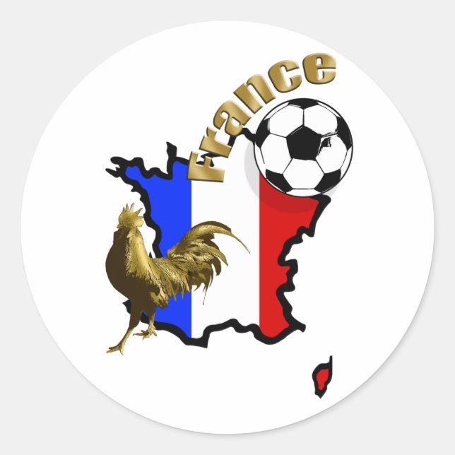 Karte der Fußballgeschenke Frankreichs Le Coq Runder Aufkleber (Vorderseite)
