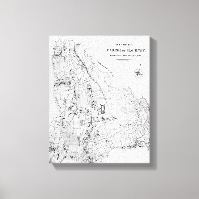 Karte der Gemeinde Hackney Leinwanddruck (Vorderseite)