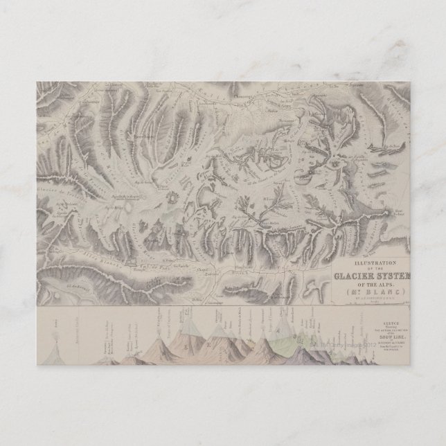 Karte der Gletschersysteme der Alpen (Vorderseite)