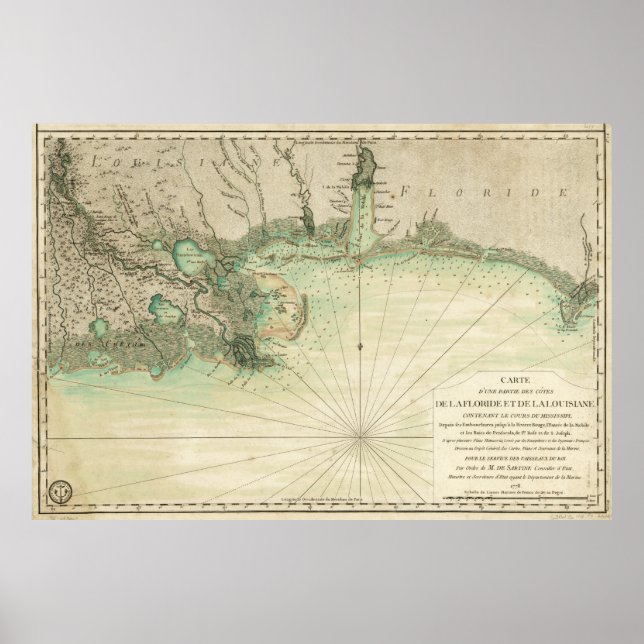 Karte der Golfküste von Louisiana und Florida (177 Poster (Vorne)