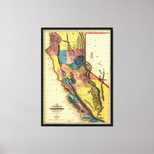 Karte der Golfregion in Kalifornien (1851) Leinwanddruck (Vorderseite)