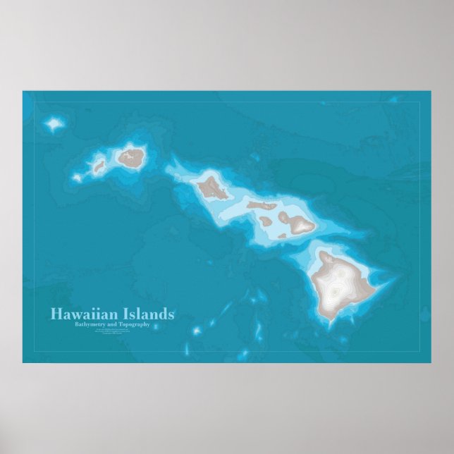 Karte der Hawaiianischen Inseln Poster (Vorne)