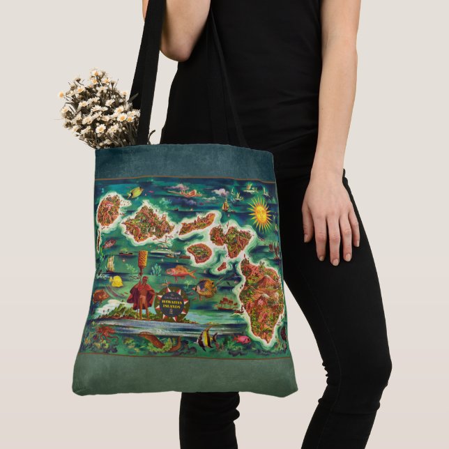 Karte der Hawaiianischen Inseln Tasche (Von Nahem)