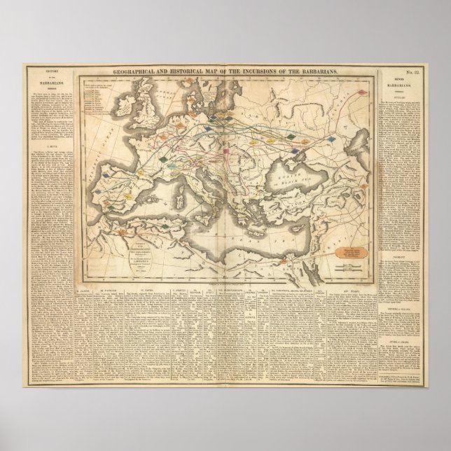 Karte der Inkursionen der Barbaren Poster (Vorne)