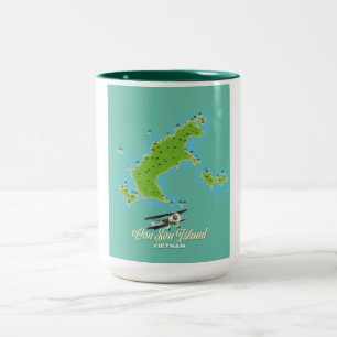 Karte der Insel Con Son Vietnam Zweifarbige Tasse